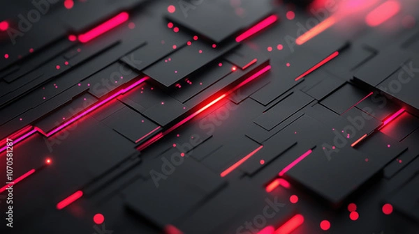 Fototapeta Modern Dark angled block metallic with luminous lines and highlights background, Generative AI