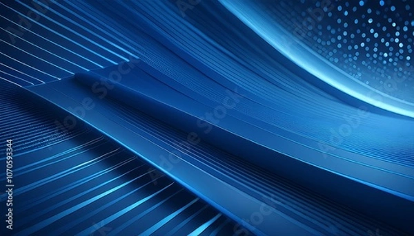 Fototapeta Abstract Blue Curved Lines with Glowing Lights