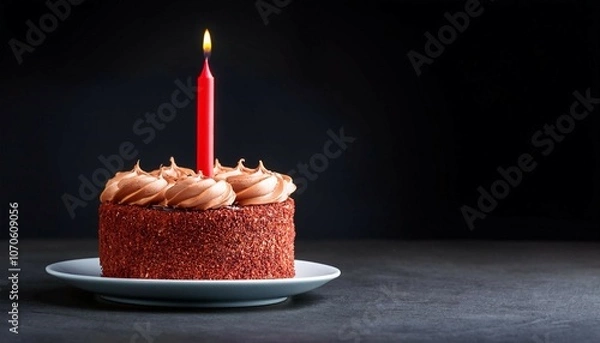 Obraz birthday cake with one red candle