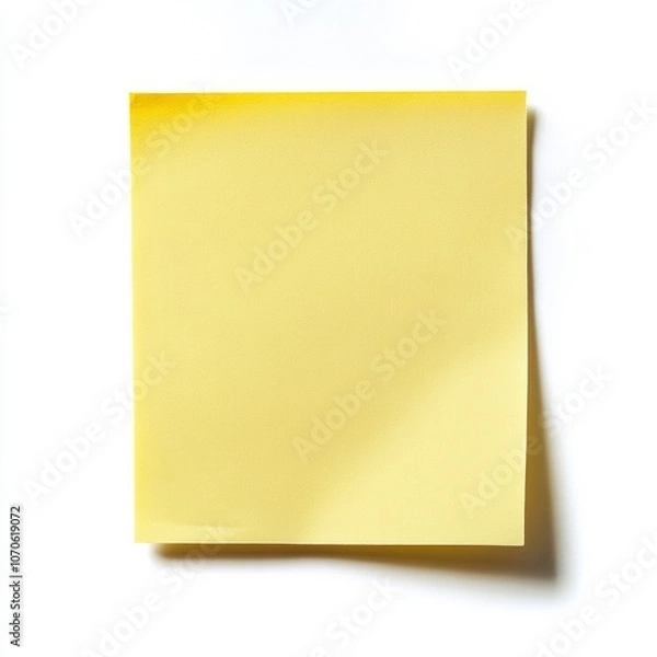 Fototapeta Blank yellow sticky note on white background for office and business use