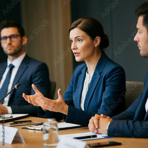 Obraz 会議で発言するキャリアウーマン