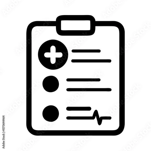 Obraz Medical chart icon featuring health data and a heartbeat line no background