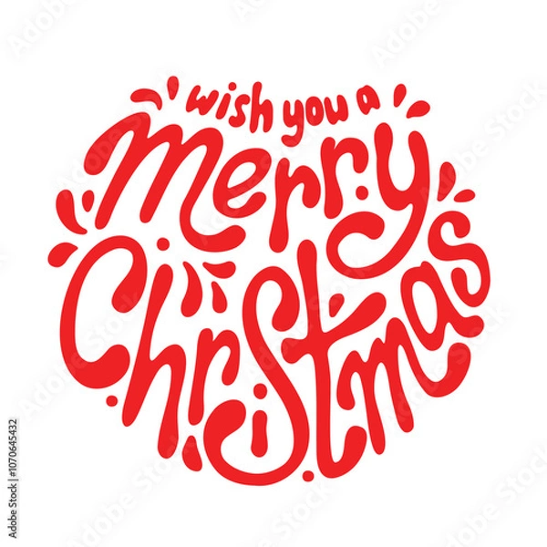 Obraz Merry Christmas lettering, handdrawn calligraphy greeting font