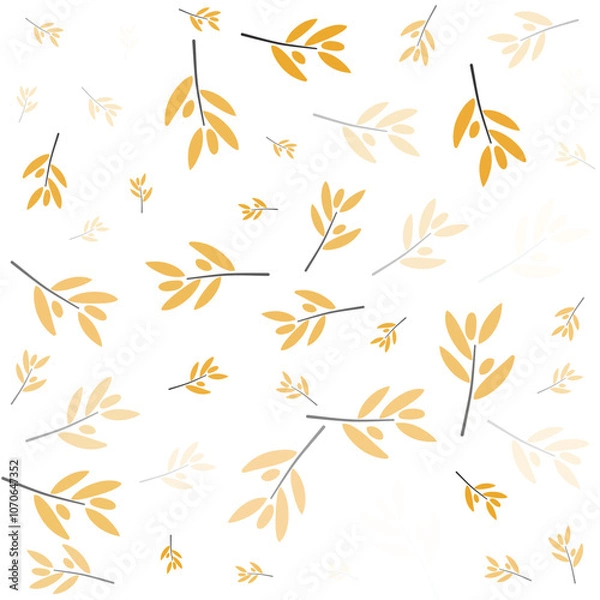 Obraz Minimalist Yellow Leaf Branch Seamless Pattern