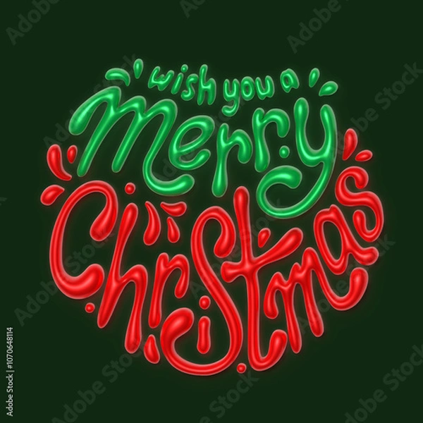 Obraz 3D Festive Christmas hand-lettered message Wish You a Merry Christmas