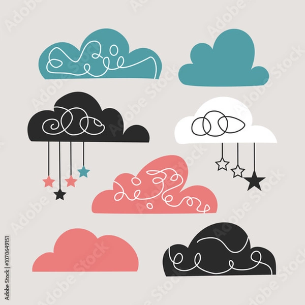 Obraz Minimalist Abstract Clouds Set