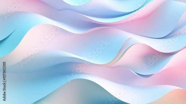 Fototapeta A vibrant, flowing abstract background in pastel blue and pink hues, creating a calming and soothing atmosphere.