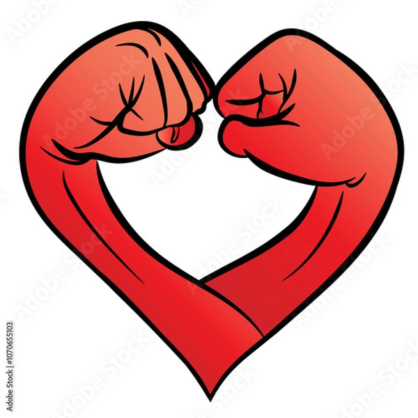Obraz Strength of Love: Fists Forming a Heart Symbol