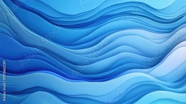 Obraz Abstract blue wave patterns create a calming and fluid visual experience emphasizing depth and movement.