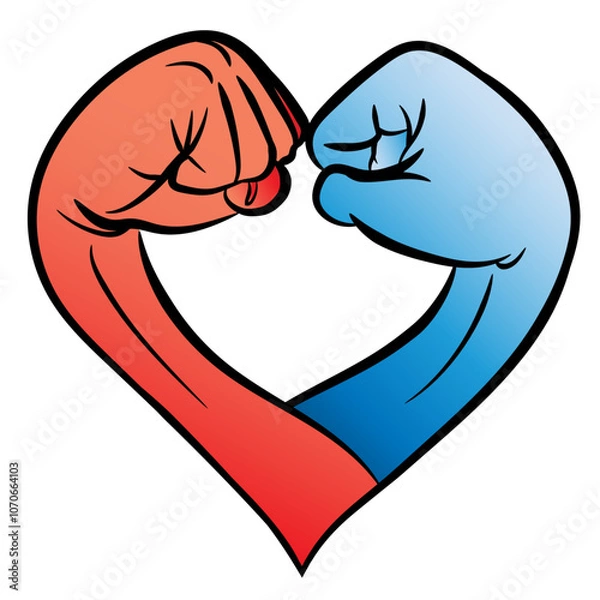Obraz Strength of Love: Fists Forming a Heart Symbol