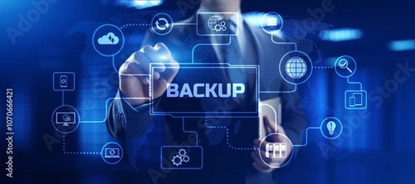 Obraz Backup Disaster recovery data protection technology concept.