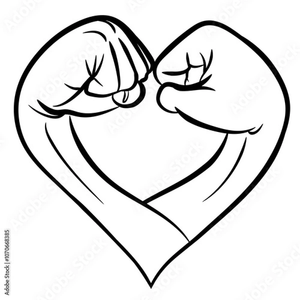 Obraz Strength of Love: Fists Forming a Heart Symbol