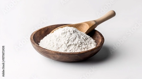 Obraz Flour in a Wooden Bowl with a Spoon: A Baker's Essential