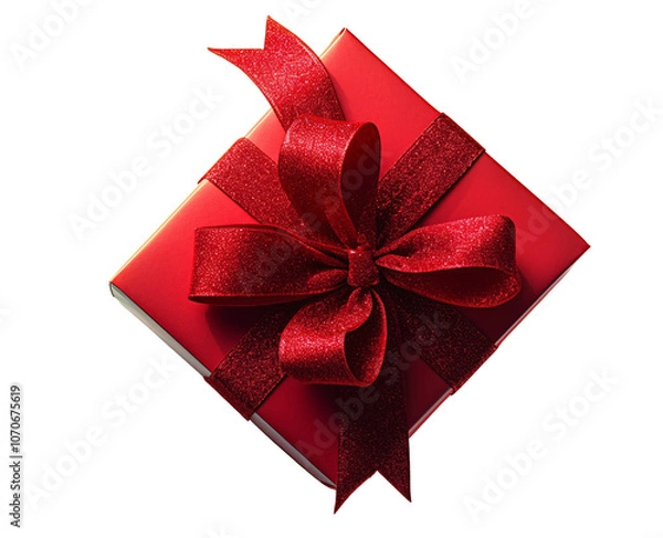 Obraz Red gift box. PNG transparent background.