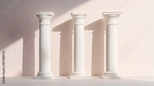 Fototapeta Classical Architectural Columns on Pink Background