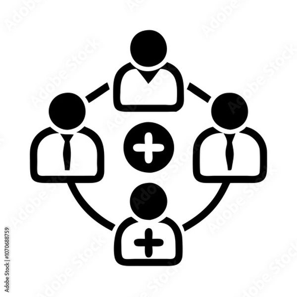 Obraz Medical team work symbol icon depicting collaboration among healthcare professionals no background