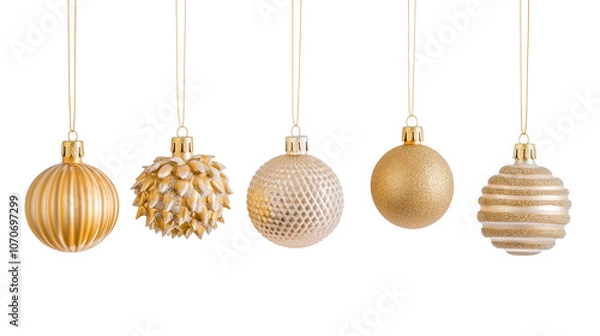 Obraz 金色のクリスマスオーナメントをぶら下げ6個セット
