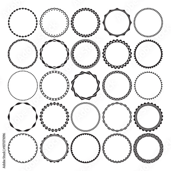 Fototapeta Collection of Round Decorative Border Frames with Clear Background. Ideal for vintage label designs.