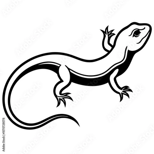 Fototapeta  silhouette-of-a-lizard.Reptiles Silhouettes.Cute chameleon silhouette - cut out vector icon