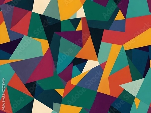 Fototapeta high resolution wallpaper, inspired by cubism style with a modern touch. Shapes are fluid and superimposed with bright colors.
