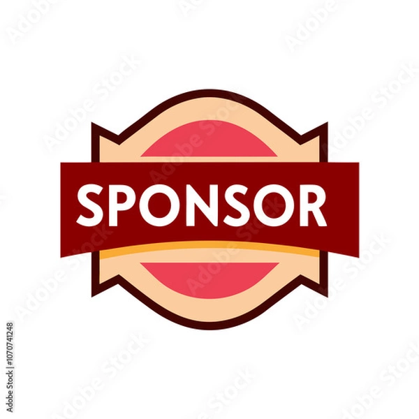 Fototapeta Sponsor Badge with Red and Orange Decorative Design, AI Generation