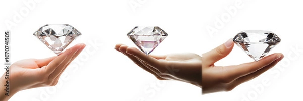 Fototapeta Set of A hand holding a diamond isolated on a transparent background