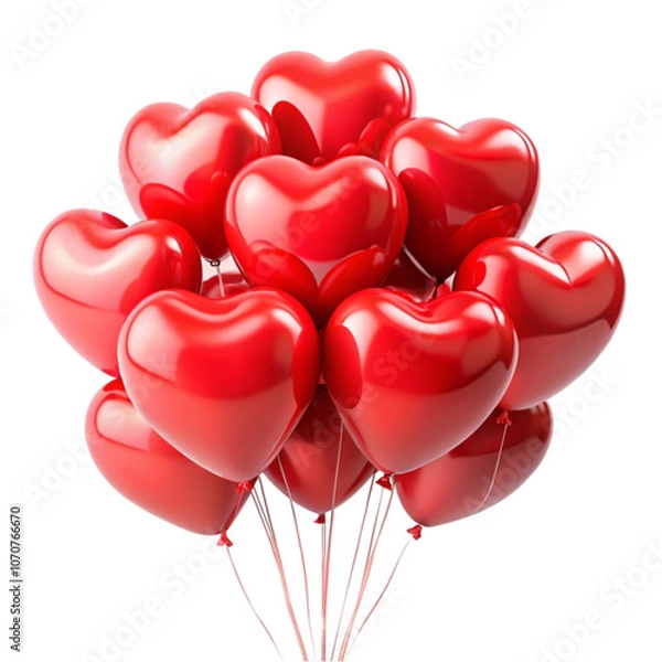 Obraz 3d red heart shaped balloons