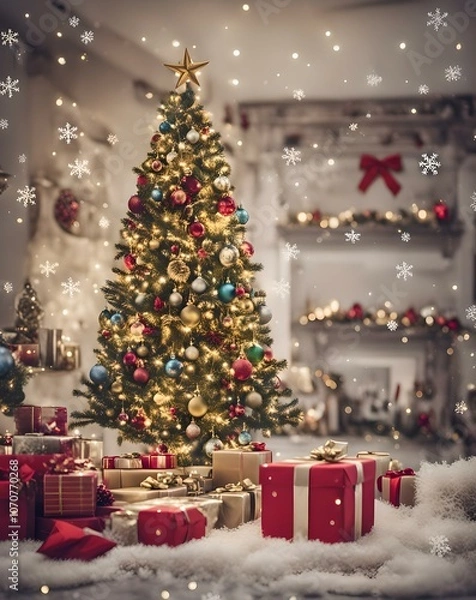 Fototapeta christmas tree with presents