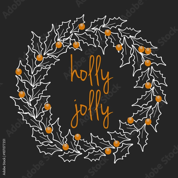 Obraz Christmas wreath on black.