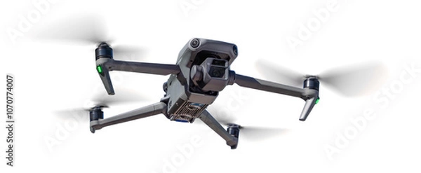 Fototapeta Isolated Front View of a Drone Quadcopter UAV In Flight. Transparent PNG.