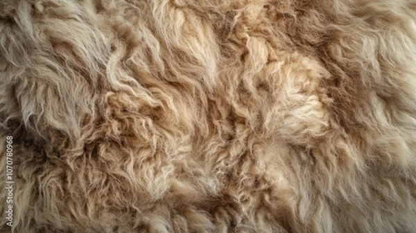 Fototapeta Soft, fluffy texture of beige wool showcasing intricate fibers and natural patterns