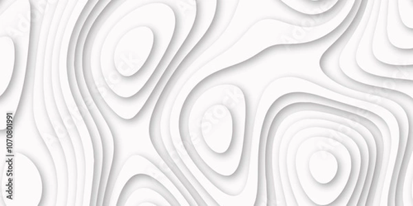 Fototapeta Abstract luxury white modern 3d papercut background. Minimal abstract vector wave carve diamond topography line circle creative topography map circle and wave line smooth multilayer pattern. papercut.