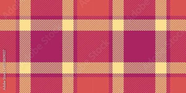 Fototapeta Lovely pattern plaid fabric, valentines day texture background textile. Beautiful tartan vector seamless check in pink and red colors.