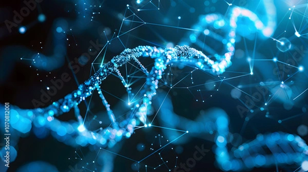 Fototapeta 3D DNA background DNA structure background DNA double helix banner DNA molecule background Wireframe DNA molecules structure background