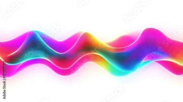 Fototapeta Seamless flow of neon lights in vibrant colors, abstract energy wave background in rainbow spectrum on white.