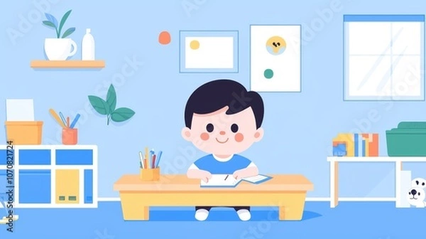 Fototapeta Engaging activities for children encouraging creativity and learning through fun writing exercises