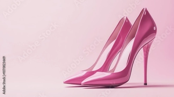 Obraz Pink High Heels on a Pink Background