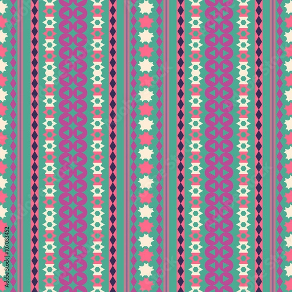 Obraz Tribal texture geometric seamless pattern. Vector illustration. Geometric pattern design for web, mobile and print.