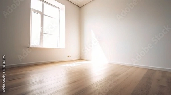 Obraz Bright Minimalist Room with Sunlight Streaming In
