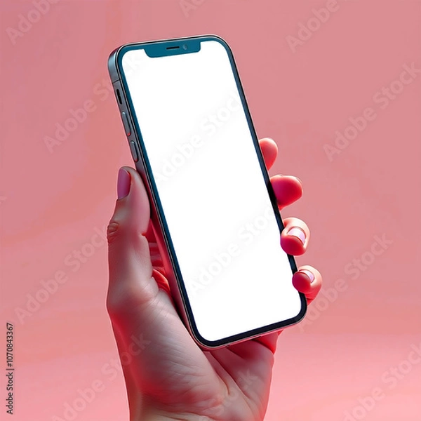 Fototapeta Empty smartphone holding blank screen. Conceptual mockup about technology and communication