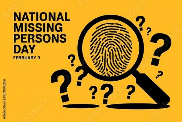 Obraz National Missing Persons Day design with magnifying glass and fingerprint