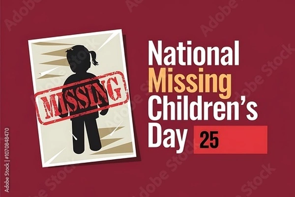 Fototapeta National Missing Persons Day design with magnifying glass and fingerprint