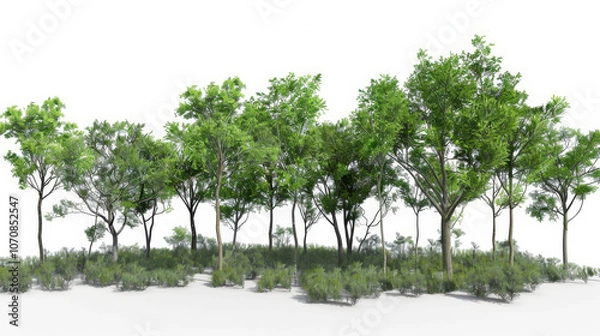 Fototapeta green trees isolated on white background