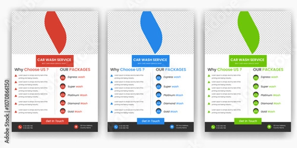 Obraz modern car wash car detailing and rental flyer, car service, and price list flyer, automobile car service flyer