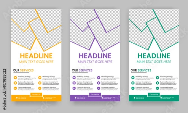 Fototapeta Business Roll Up Banner corporate Roll up background for Presentation, Vertical roll up, x-stand, exhibition display, Retractable banner