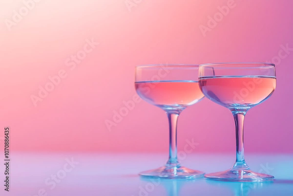 Fototapeta The minimalistic and modern design with a background of champagne glasses creates a stylish and festive atmosphere