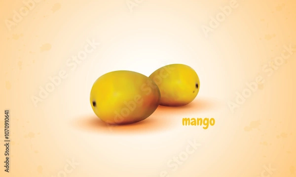 Obraz vector tropical realistic yellow mango fruit. vector fruity food. Isolated 3d ripe exotic tree fruit 