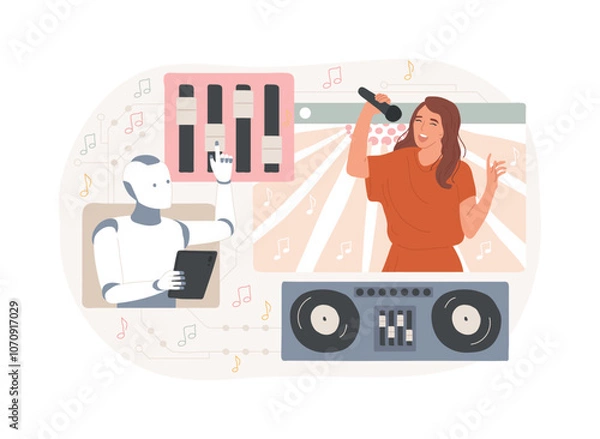 Fototapeta AI-Backed Virtual Performances abstract concept vector illustration.