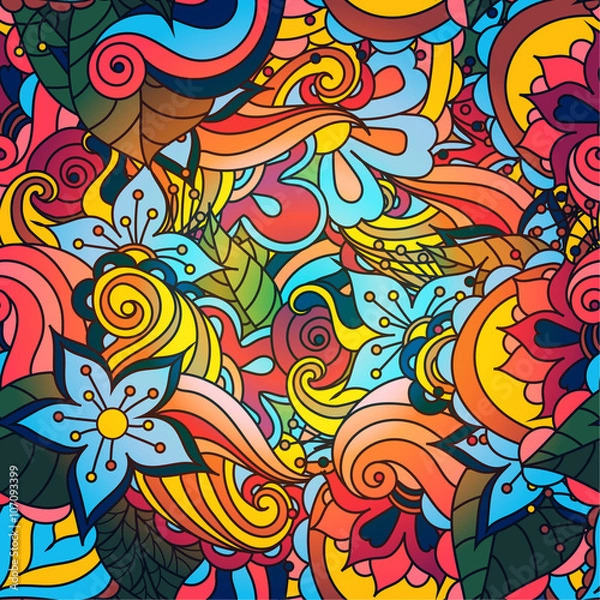 Obraz Abstract hand drawn floral pattern