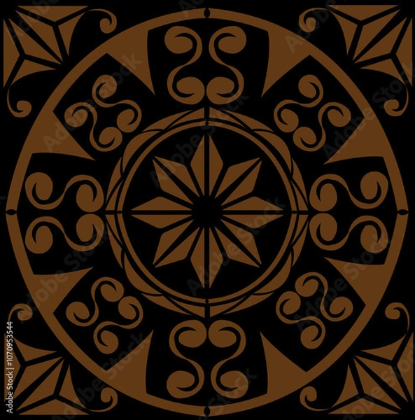 Obraz ornamental round ornament on black